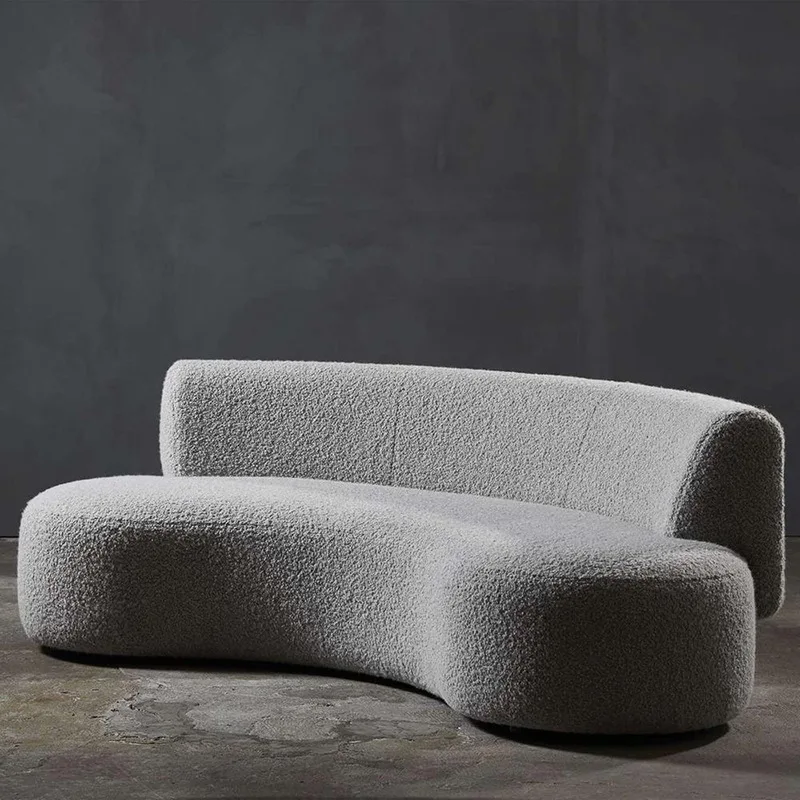 

Nordic fabric sofa studio three person clothing store curved sofa imitation cashmere ins style designer single