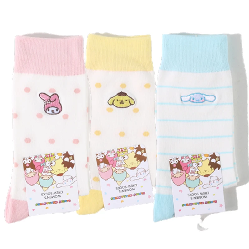 

Kawaii аниме Cinnamoroll My Melody помпон Пурины Чистый хлопок точечный полосатый узор колледж стильные носки