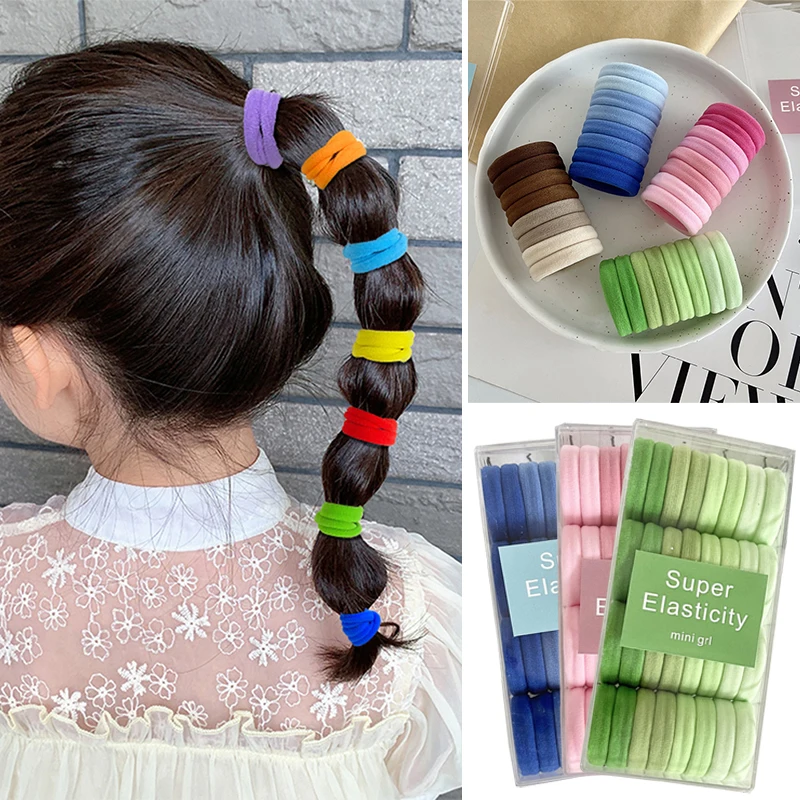 

32Pcs/Set Women Girls Sweet Colors Soft Elastic Hair Band Children Solid Scrunchies Rubber Bands Female Hair Accessories
