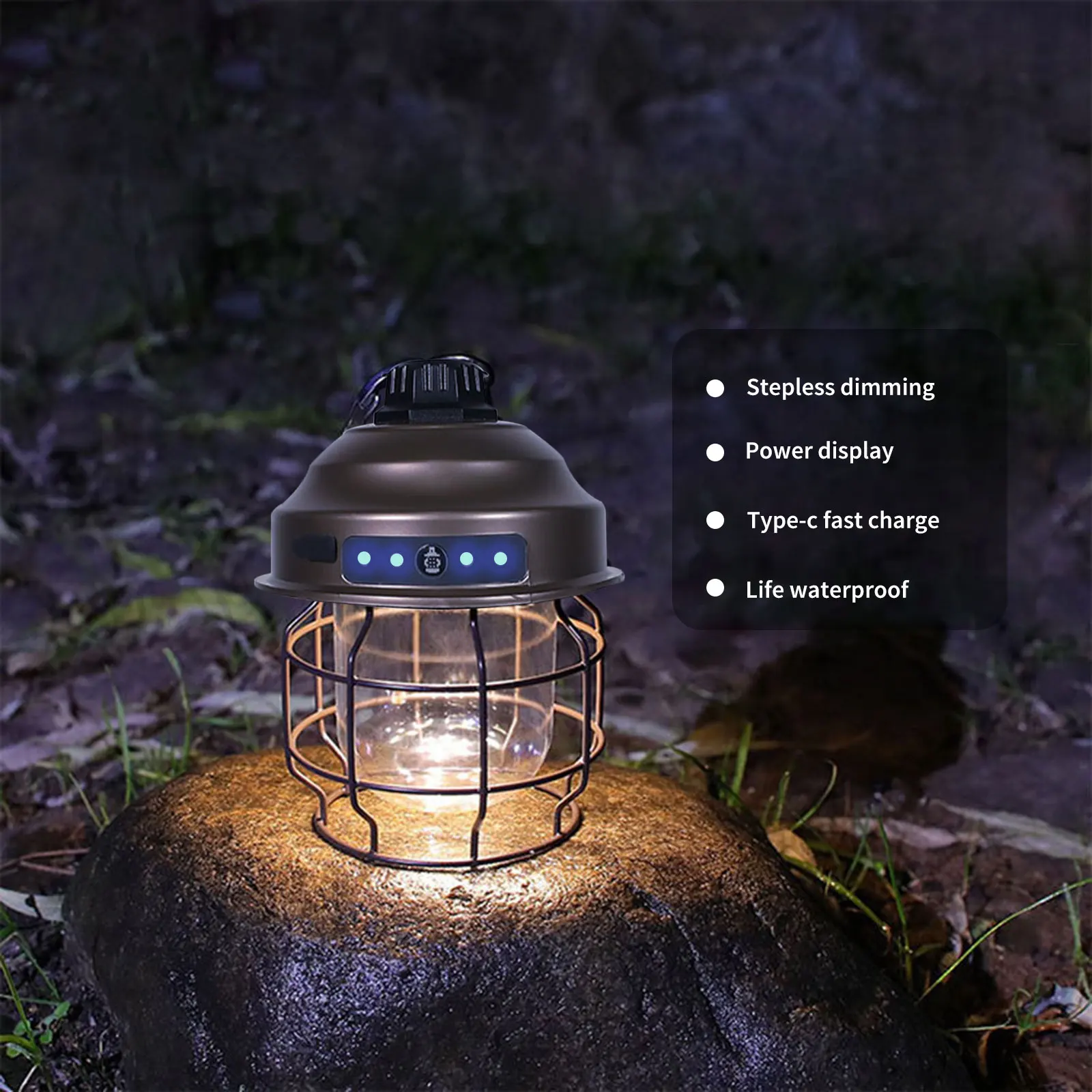 

Vintage LED Lamp Rechargeable Flashlight with Carabiner Portable Lanterns Outdoor LED Camping Lantern Waterproof Flashlight