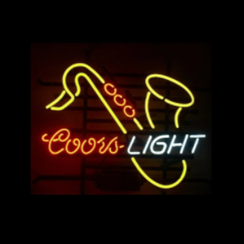 

Coors Light Saxhorn Sax Neon Sign Handmade Real Glass Tube Beer Bar Store Shop Advertise Decoration Display Lamp Gift 24"X 20"