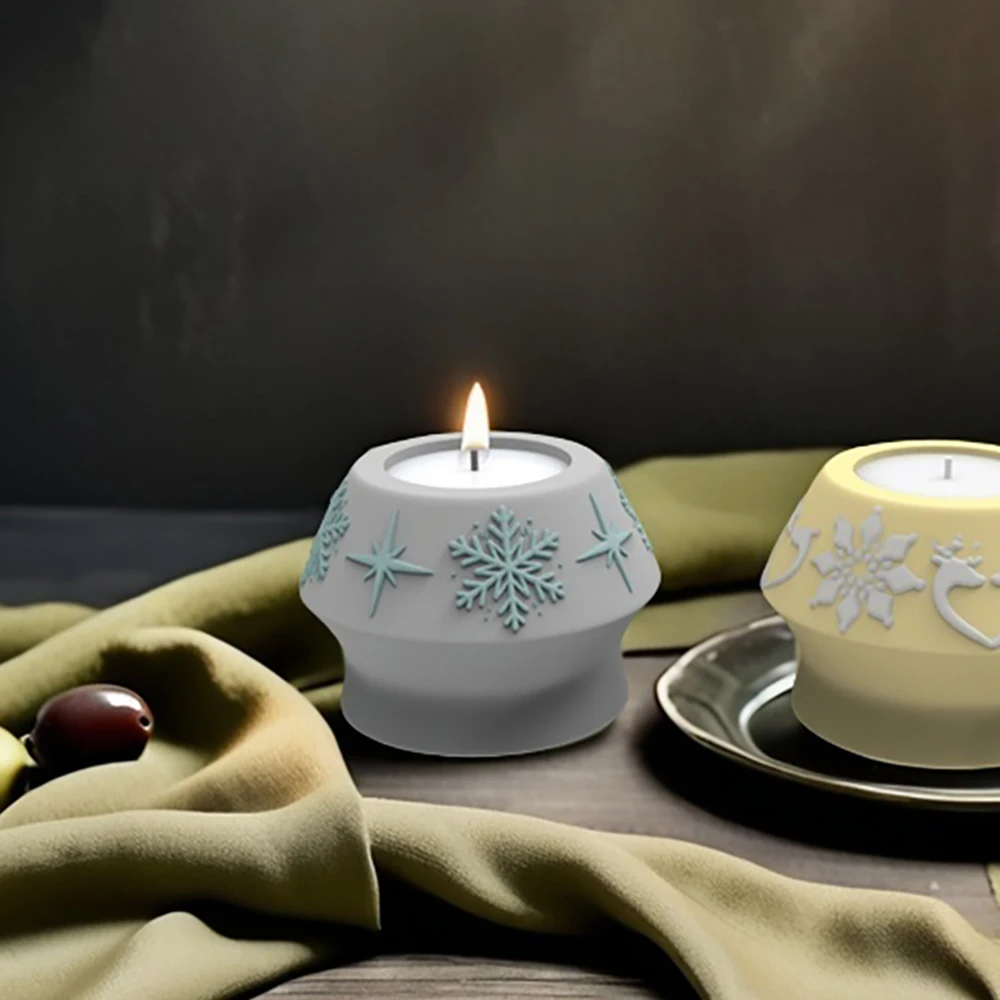 Силиконовая форма для цемента рождественский снежный подсвечник гипсовый Jesmonite