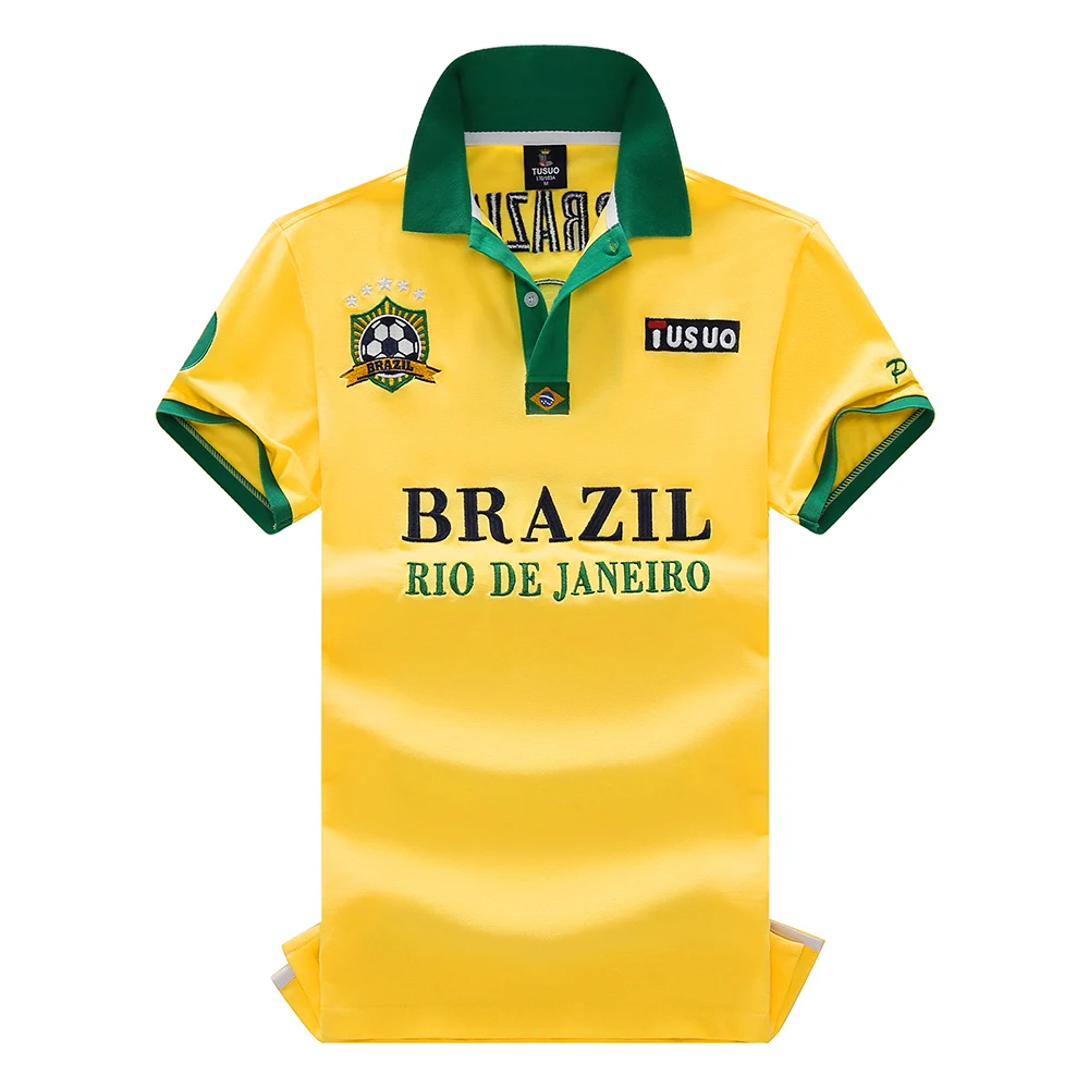 

Oversized Polo Shirts For Men Cotton National Flag T-shirts BRAZIL Football Elements Short Sleeve Tees Embroidered Mens T-Shirts