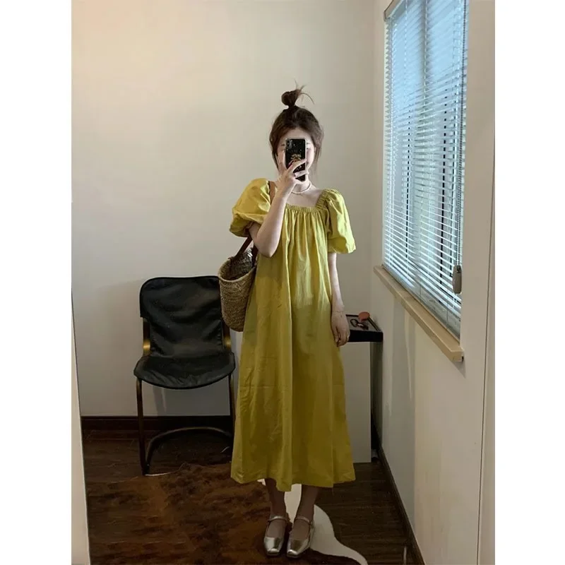 Нежный стиль повседневная женская юбка с пышными рукавами 2024 облегающее платье