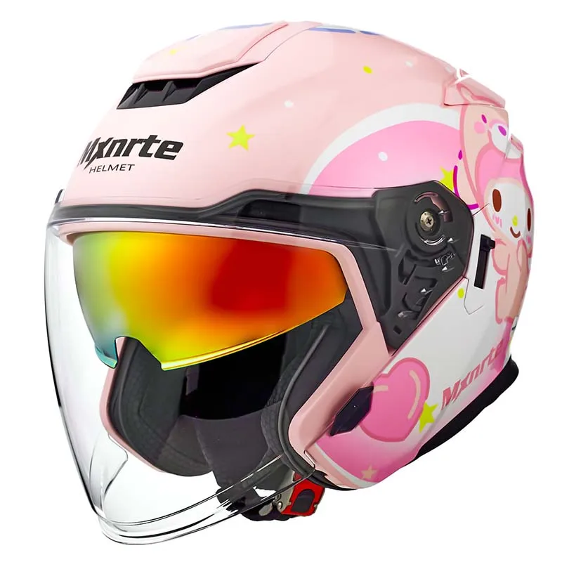 Одобренный DOT Mxnrte милый розовый шлем с кроликом для мужчин и женщин полушлем