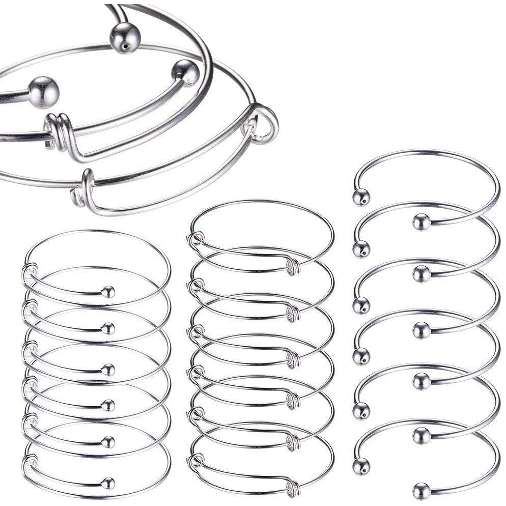 

18 шт./компл. Регулируемая проволока, цвет серебристый, без рисунка, для изготовления ювелирных изделий своими руками, 2,4 дюйма, 2,5 дюйма