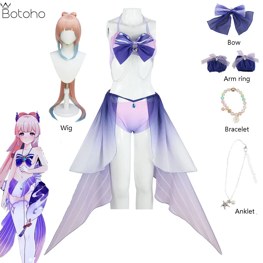 

Костюм для косплея Game Genshin Impact, купальник Kokomi, женский сексуальный купальник, комплект бикини Sangonomiya Kokomi, пляжный купальный костюм из аниме