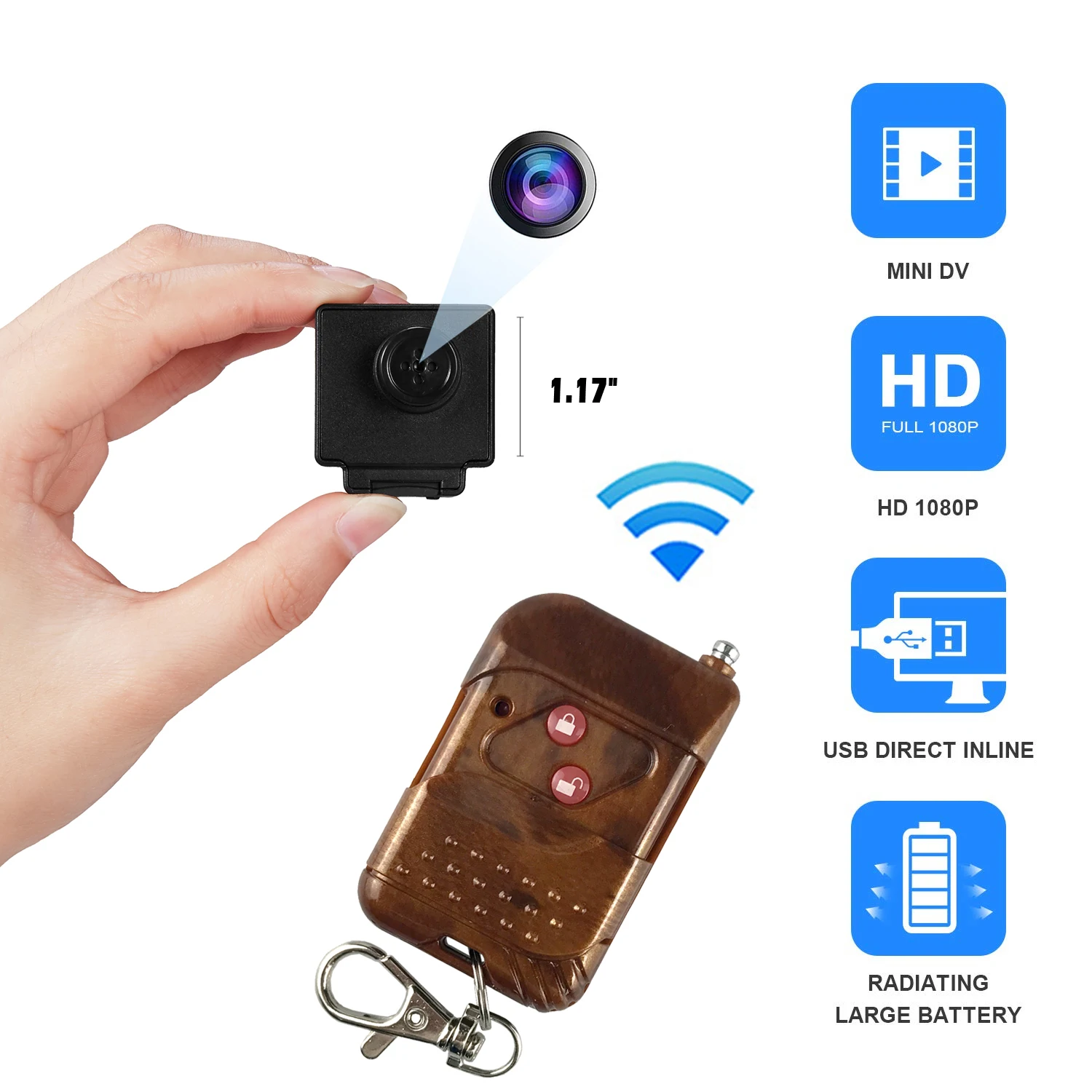 

1080P HD Camera 2.4G Wireless S4 Mini T-Shirt Button 30fps Surveillance Body DVR Camera with Remote Control Pinhole Camcorder