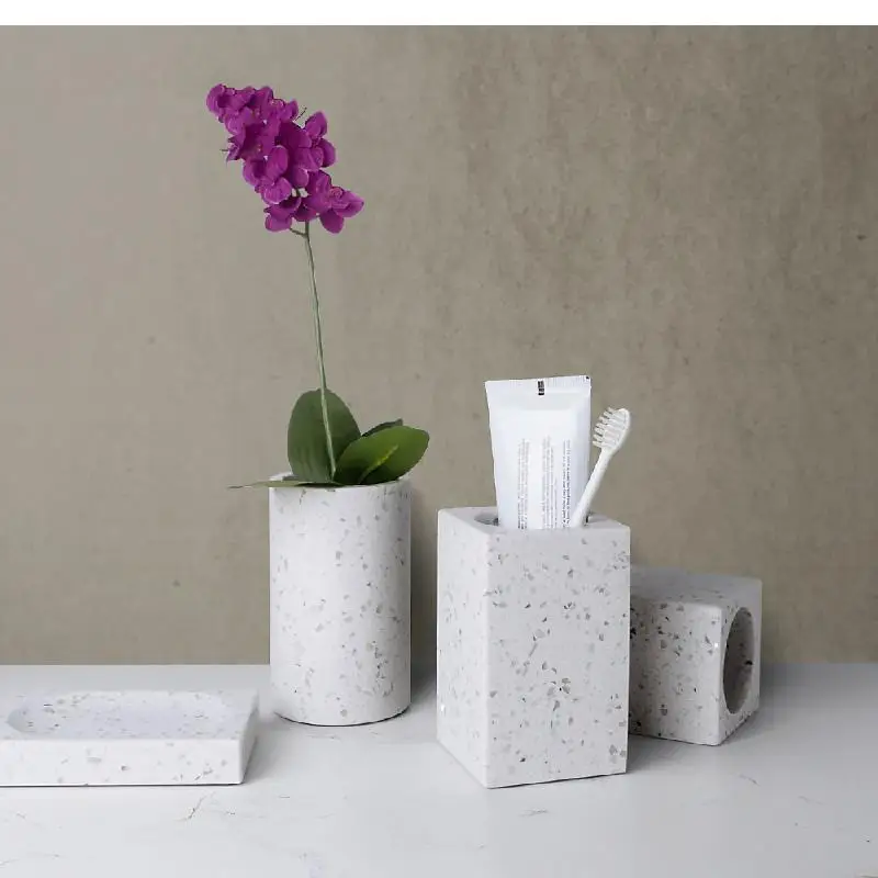 

White Marble Spot Pattern Bathroom Accessories Supplies Shampoo Liquid Soap Dispenser Wristband Hand Dispenser Lotion Bottle