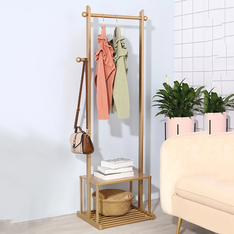 

Shoe Clothing Coat Stand Clothes Rack Rail Floor Gold Boutique Clothing Rack Living Room Standing Perchero Furniture WWH35XP