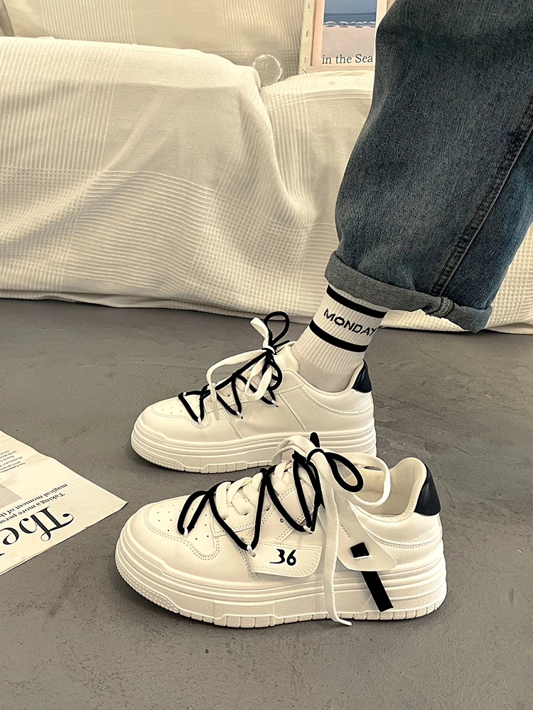 

Shoes Woman 2022 Modis Slip On Sneakers Round Toe All-Match Clogs Platform New Cute Cross Sports Creepers Small Casual Summer Le