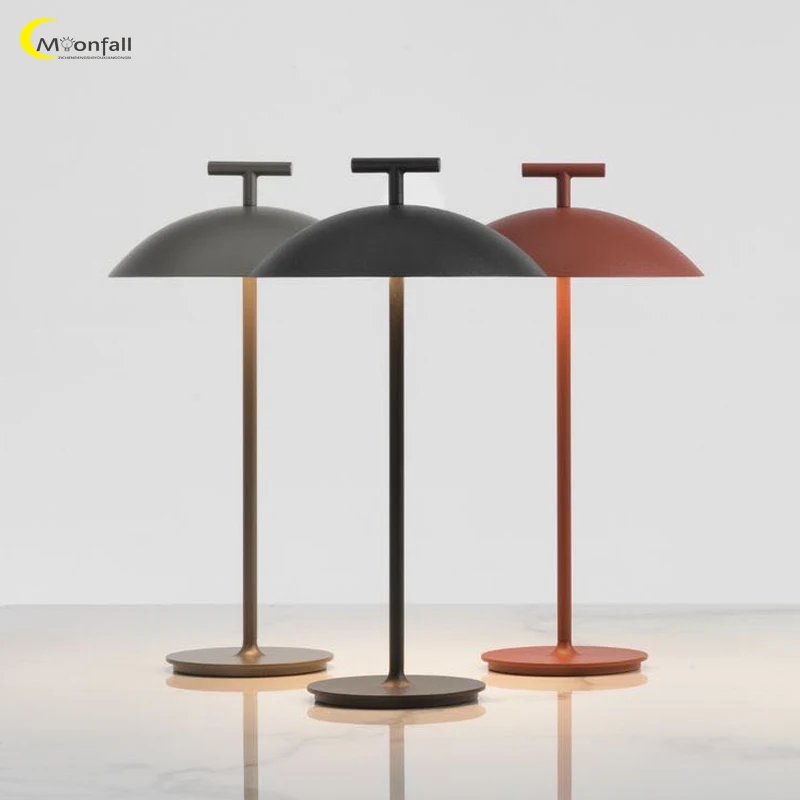 Фото Cmoonfall Led Nordic Bed Прикроватная комната Украшение Дизайн Гриб Беспроводная перезаряжаемая настольная лампа для учебы Ночной обеденный светильник №1