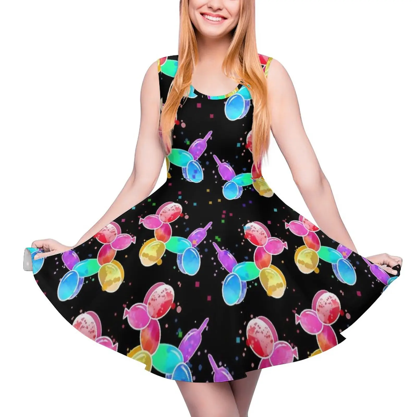 

Платье с акварельными воздушными шарами, милые летние платья оверсайз с принтом собак, без рукавов, в эстетике, для скейтбординга