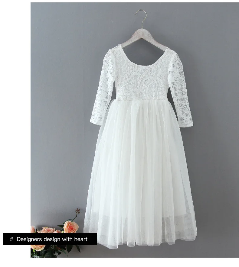 Лидер продаж летнее кружевное детское платье с цветами для девочек свадебной