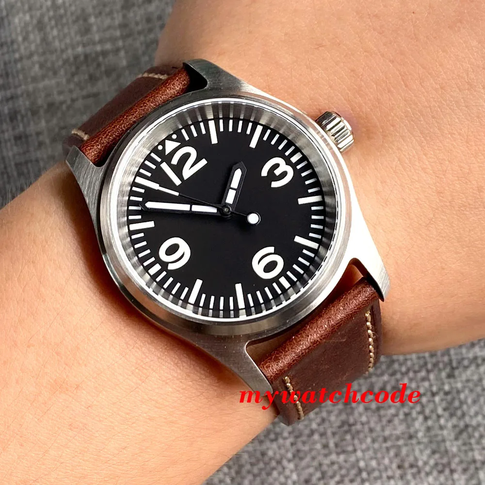 Tandorio 36mm Pilot NH35 PT5000 Brushed Automatic Dive Men Lady Watch 200m Waterproof Leather Strap Sapphire Glass Relogio