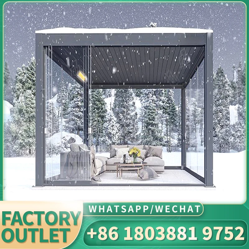 Выдвижная 3X4 садовая беседка Электрический павильон моторизованная уличная