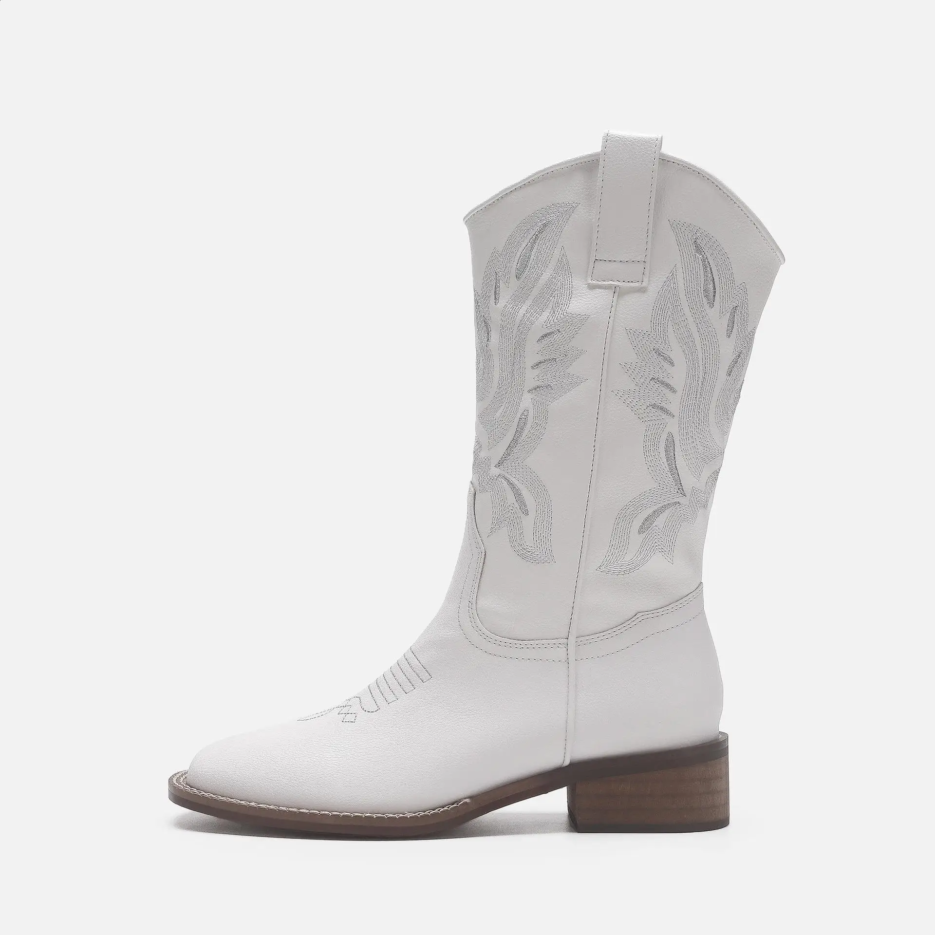 Женские Ковбойские Сапоги выше колена белые ковбойские сапоги из микрофибры на