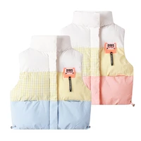 winter coat vest child girls boys kids color patched collar waistcoat 2 8y toddler childrens waistcoat sleeveless downjacket