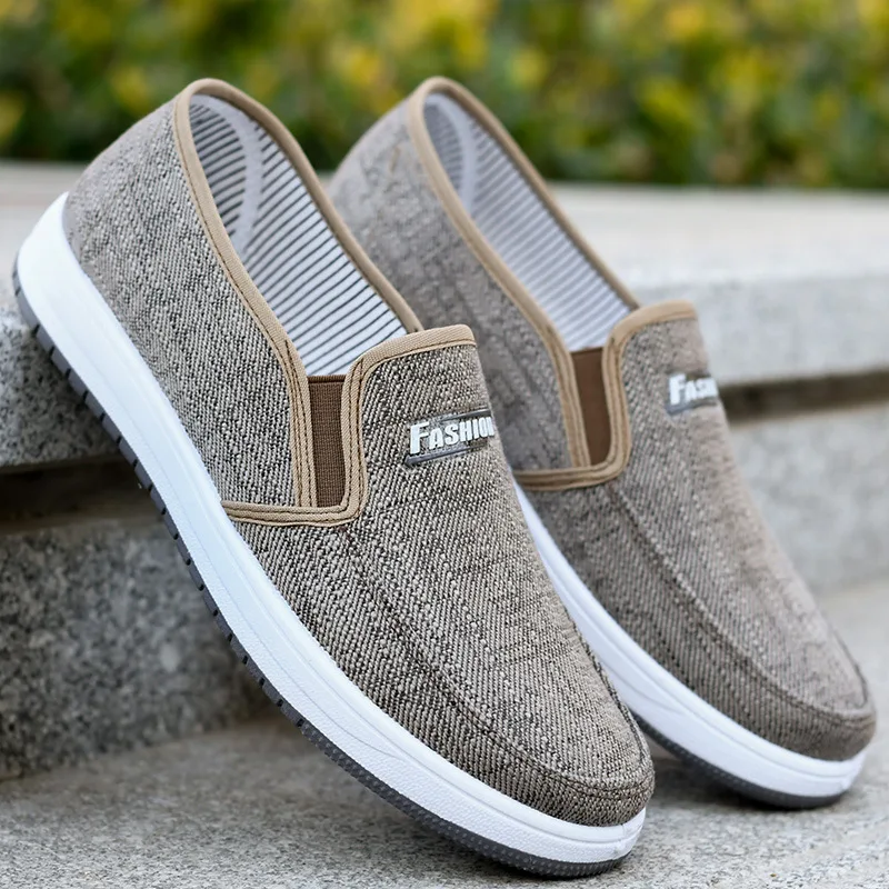 

Loafers Casual Shoes for Men Breathable Canvas Solid Color Flats Hard-Wearing Sneakers Shallow Flat Shoe Sports Slip-on Zapatos