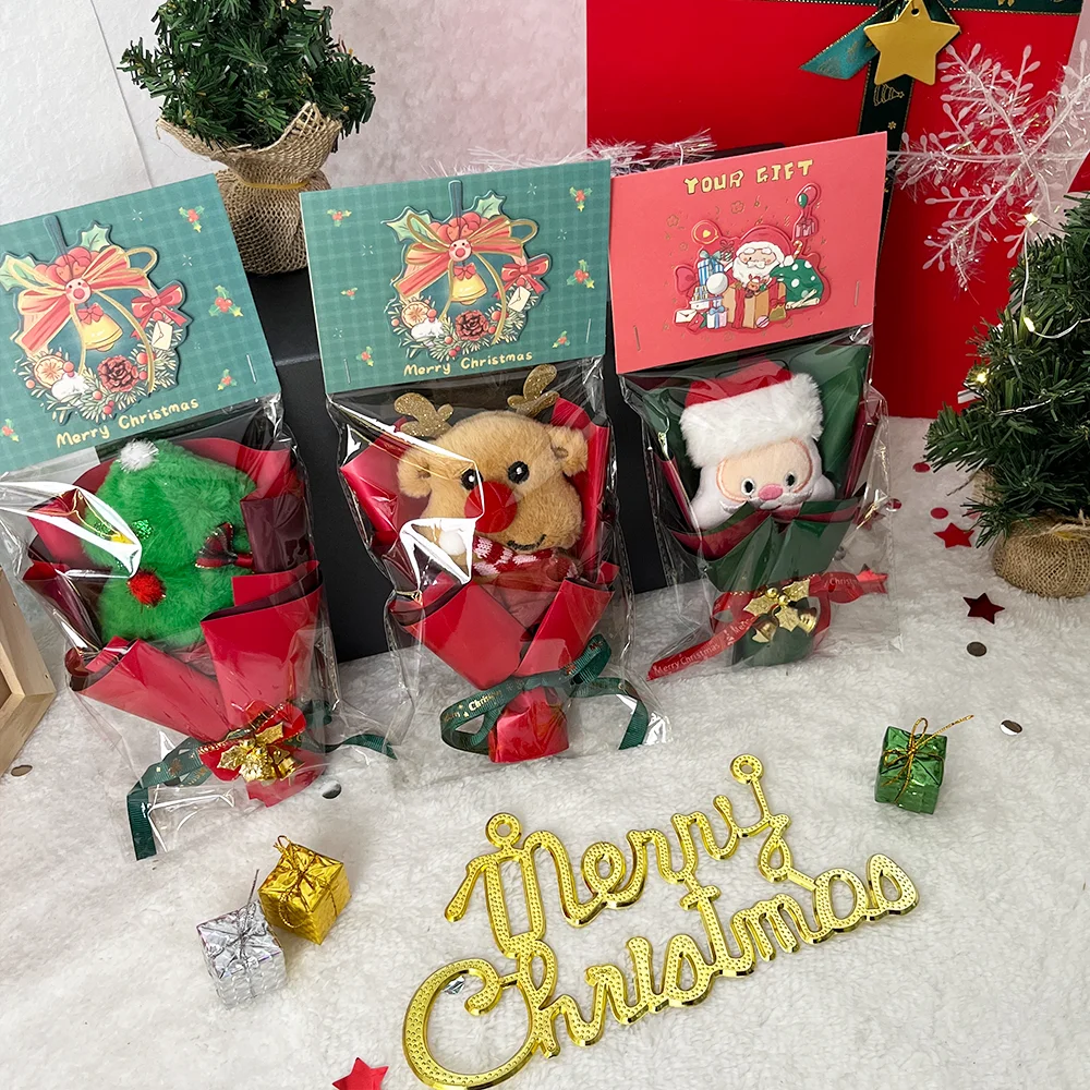 Рождественский букет плюшевая кукла игрушка снеговик олень рождественская елка