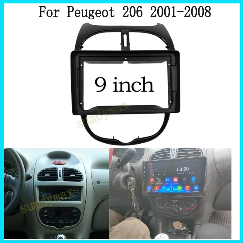 

Рамка для автомобильного радио 9 дюймов 2 Din для Peugeot 206 2000-2008 рамка для автомобильного DVD Радио Панель навигации