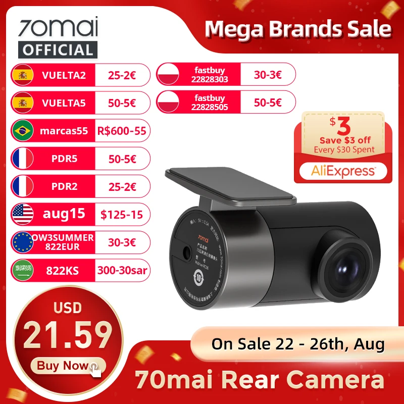 	70mai Rear Cam for 70mai 4K Da	