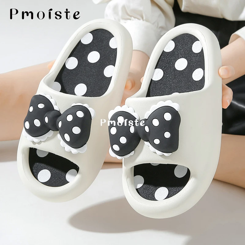 Women's Bowknot Slippers for Home Falt Cute Summer Shoes Soft Bathroom House Slipper Non-slip Designer Slides Wear-resistant