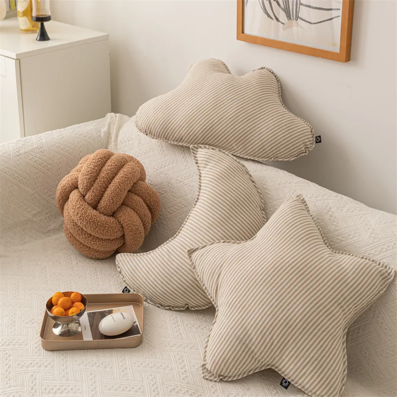 

Decorative Sofa Pillows Cotton Linen Stripe Star Moon Cloud Special-shaped Children's Pillow Photography Sofa Decoration Cushion