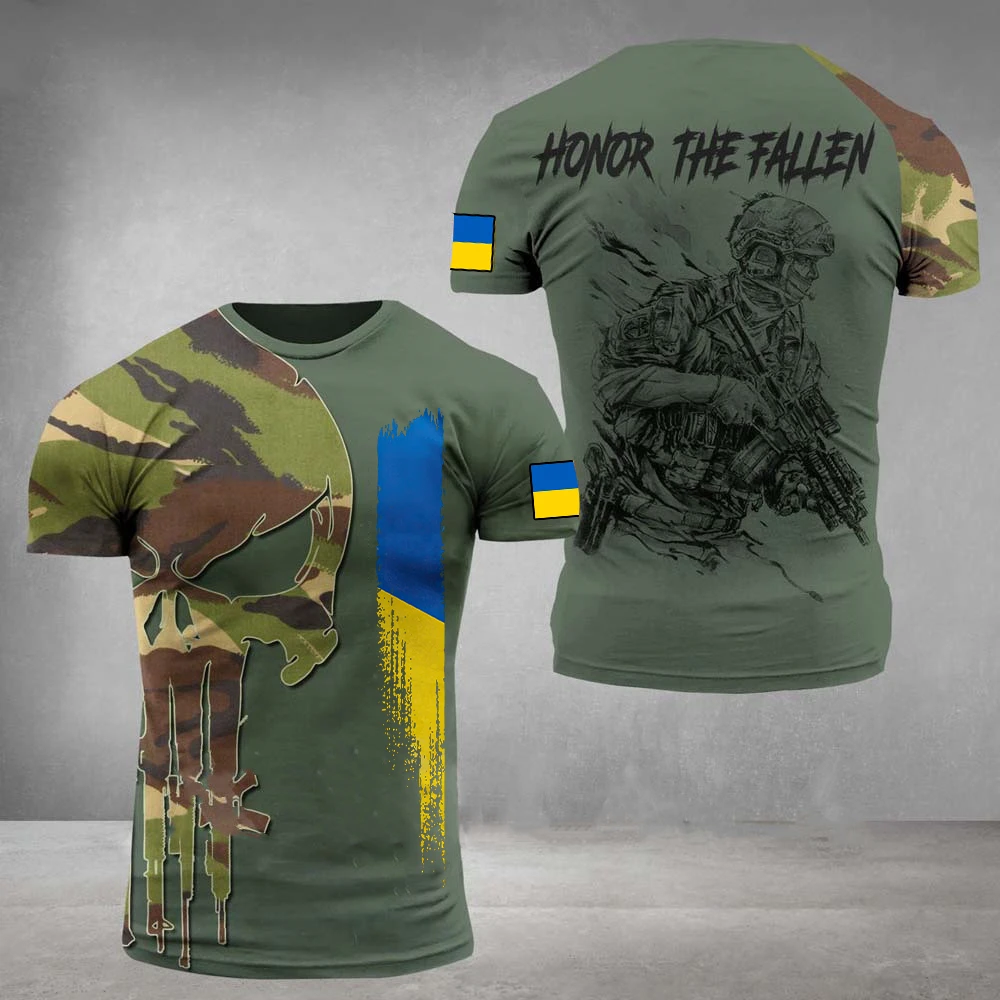 

Veteran Army 3d Print Men's T-Shirts ukraine Soldier Casual Round Neck Loose Short Sleeve Camouflage Commando Men's Clothing 6xl