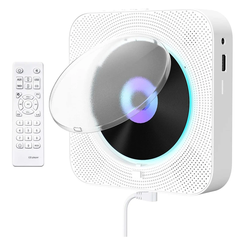 

Portable CD Player Music Player Home Audio Speaker With Remote FM Radio Built-In Hifi MP3 Speaker Jack AUX Input