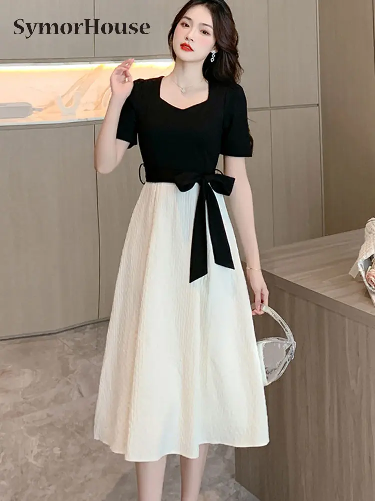 

Платье женское ТРАПЕЦИЕВИДНОЕ с бантом, модное облегающее платье в стиле ретро, с завязками, в стиле ретро, повседневная одежда для работы, лето-осень