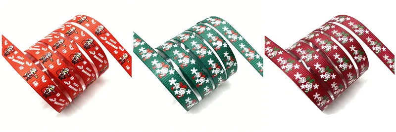 5Yards 10mm Christmas Ribbon Printed Grosgrain Ribbons for Gift Wrapping Wedding Decoration Hair Bows DIY |