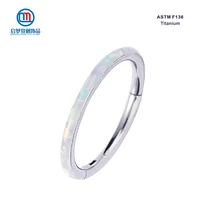 astm f136 titanium clicker implant grade opal on side hinged segment nose ring daith earrings helix ear piercing