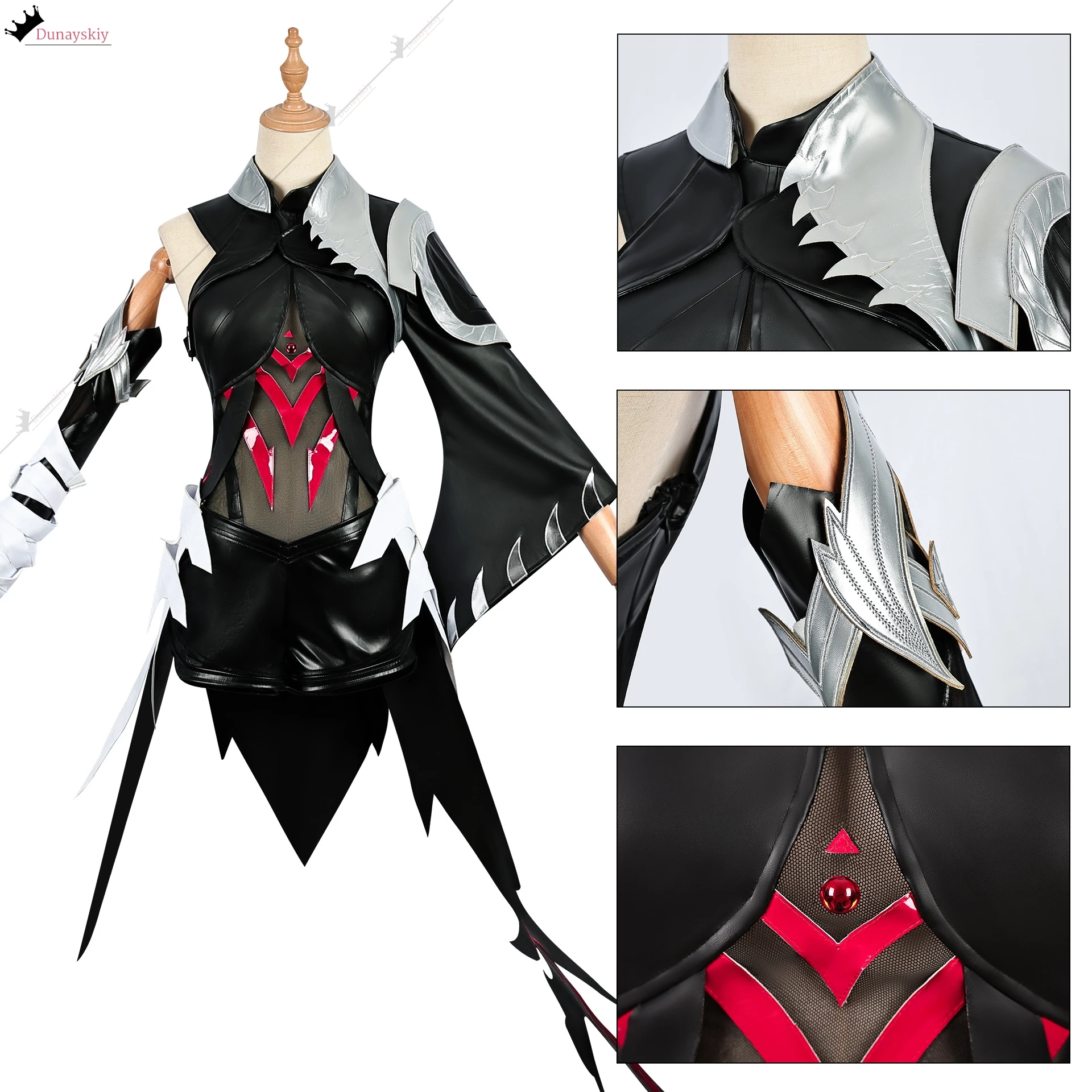 The Game Honor of Kings Cos YING Cosplay Costume Wig Set Black Dress Sexy Slim Women Clothing Halloween Anime Party Uniform