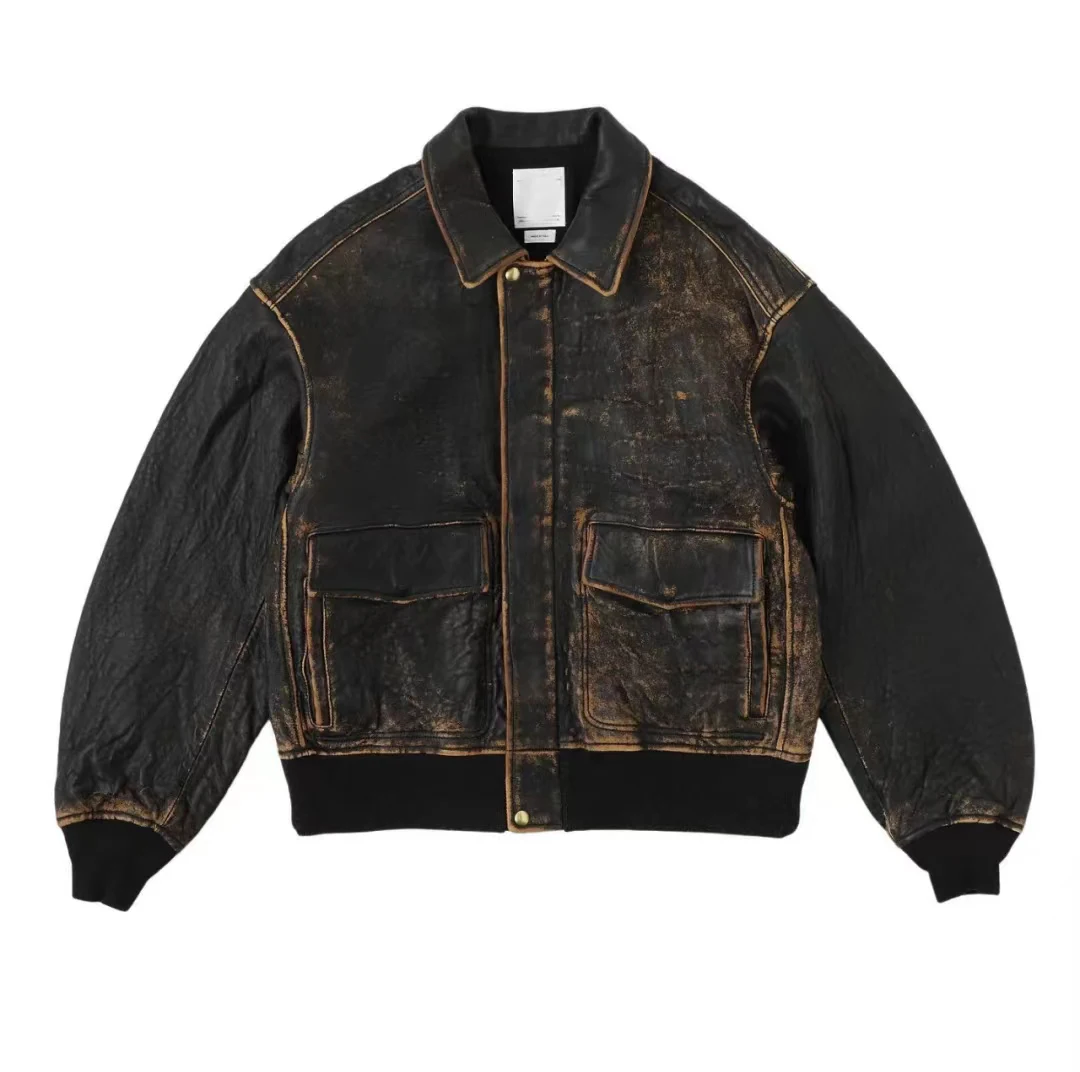 Мужская куртка из состаренной овечьей шкуры VISVIM FIL 22AW ELMENDORF Nakamura в японском стиле