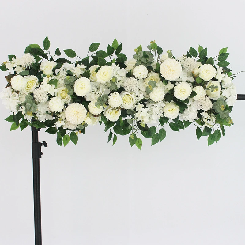 

Wedding Arch Flowers Row Table Runner Centerpieces Silk Rose Flower Arrangements Decor for Wedding Ceremony and Flower Wall