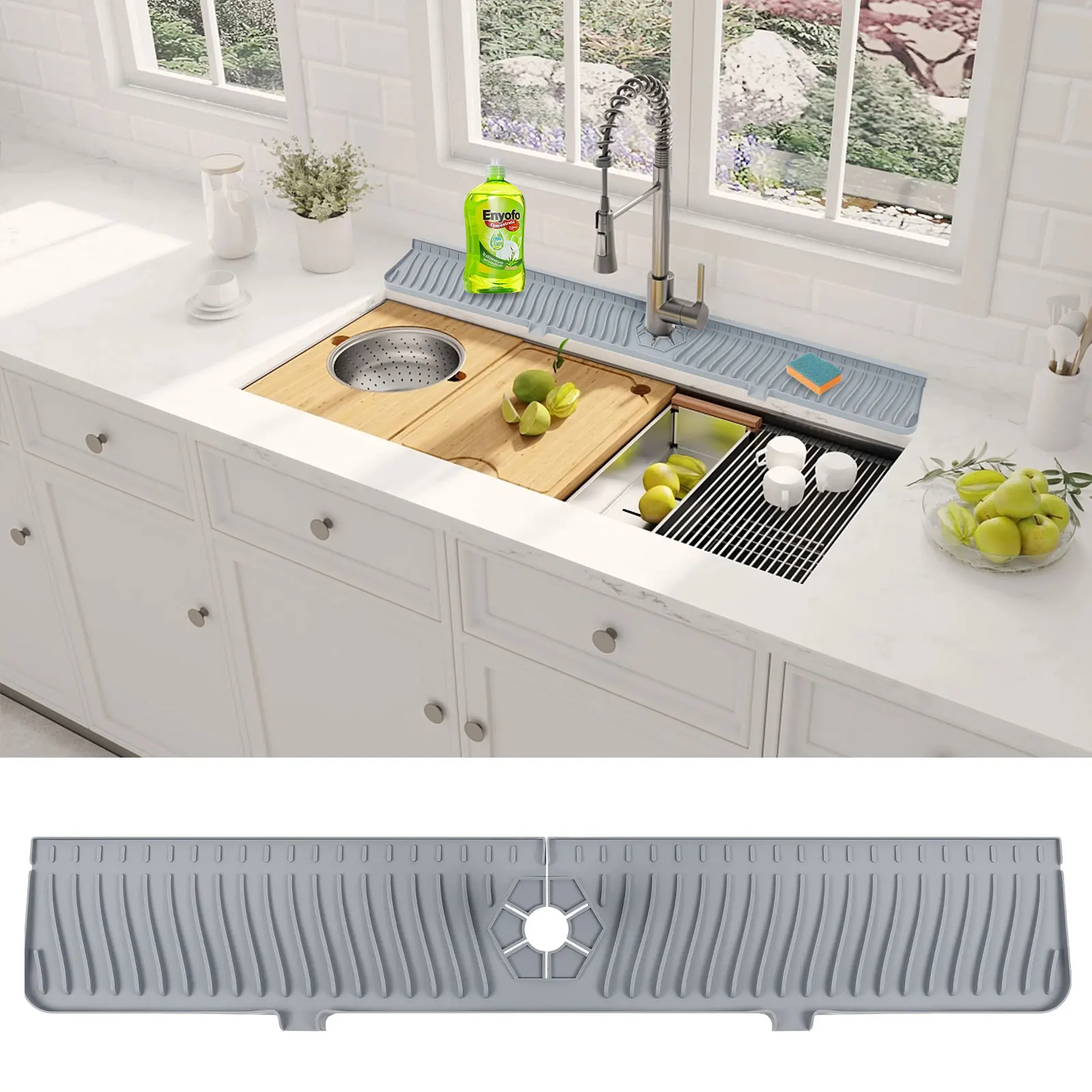 

Силиконовый смеситель для кухонной мойки, большой коврик «Ловец» для ванны, 30 дюймов, с защитой от брызг