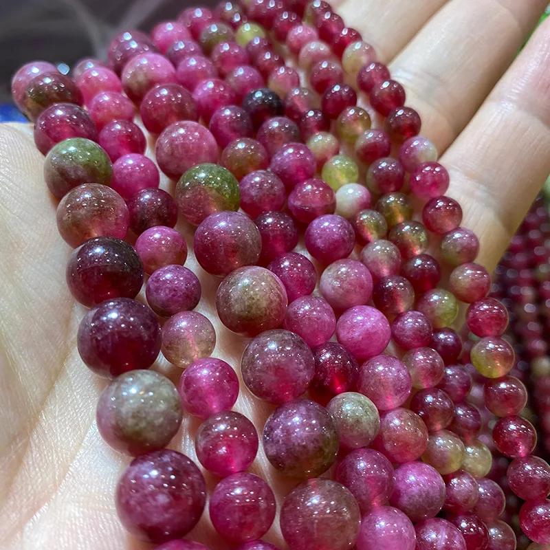 Natural Red Stone Agate Zebra Ruby Jade Coral Jasper Round Spacer Beads for Jewelry Making Diy Bracelet Accessories 4-12MM 15'' images - 6