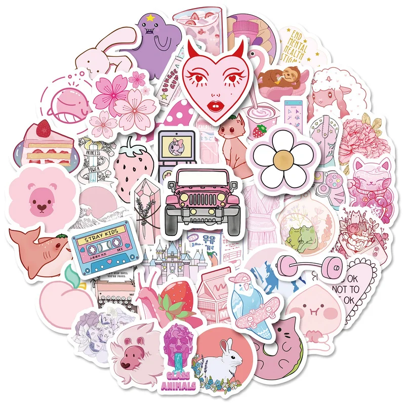

10/50PCS Pink VSCO Cute Girl Stickers Aesthetic Skateboard Laptop Guitar Graffiti Luggage Car Sticker Waterproof Decal Toys