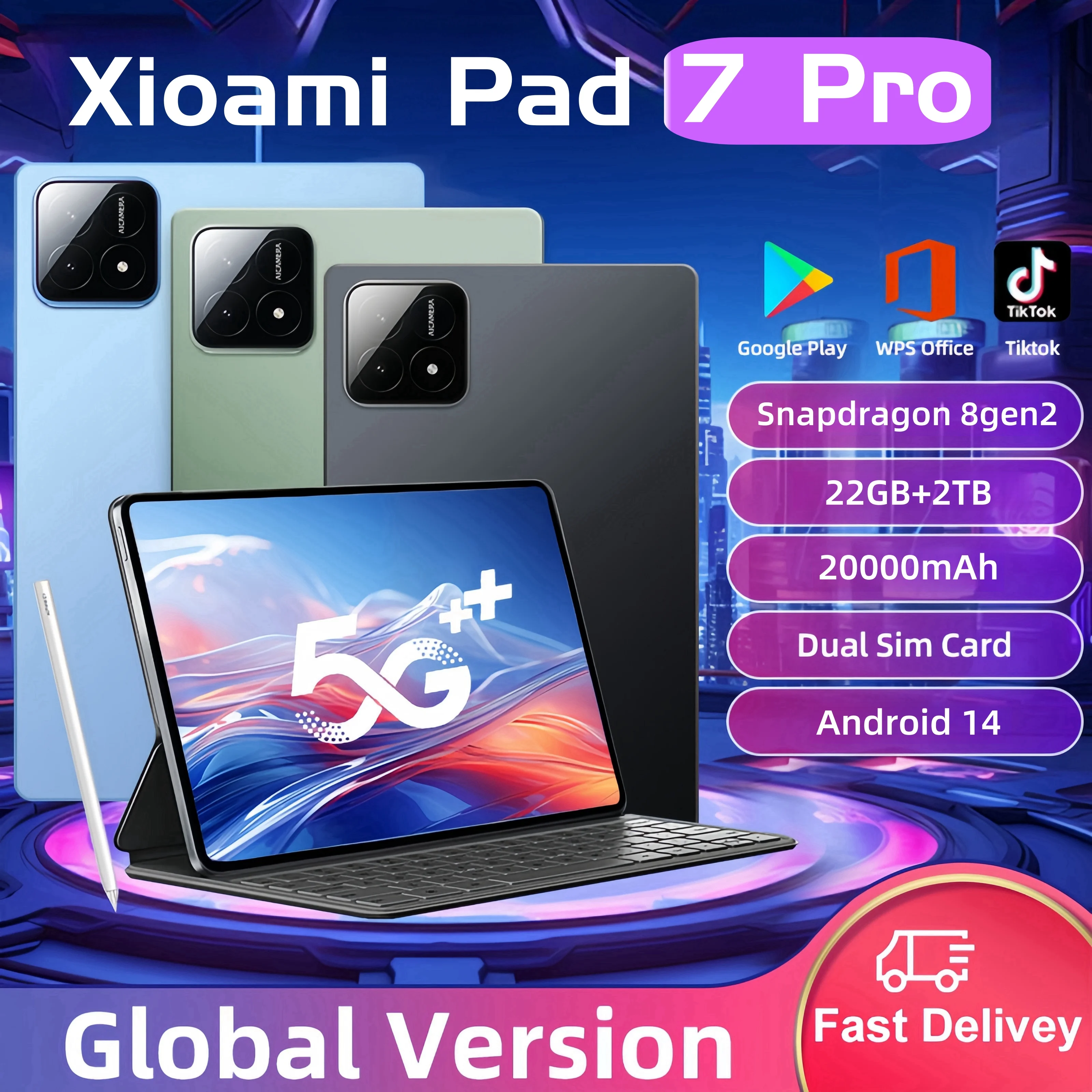 Планшет MI Pad 7 Pro 11 дюймов Snapdrago 8gen2 HD 4K Android 14 22 ГБ ...