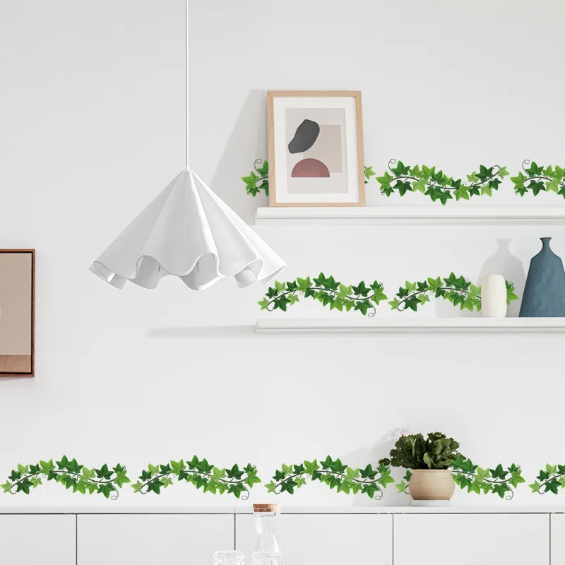 

Green Plant Leaves Wallpaper Children's Room Bedroom Porch Living Room Cabinet Home Wall Decoration Wall Stickers Self-Adhesive