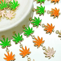 10pcs 2017mm color drop oil maple leaf plant charm fashion earring necklace pendant for jewelry making accessories diy bracelet