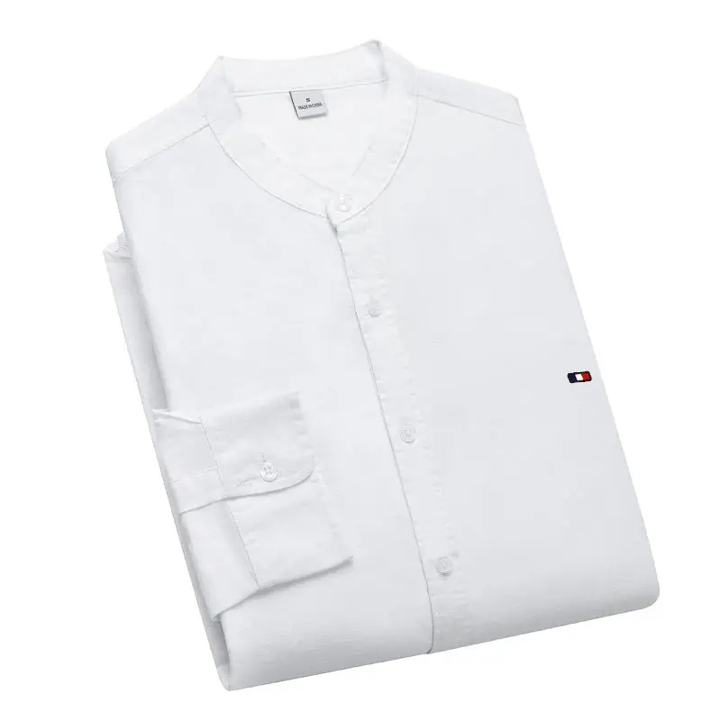 Men Shirt Spring New-Design Solid Color Casual Long Sleeve Linen Shirts Hommes Blouse Fashion Fit Slim Cotton Clothing Male Tops