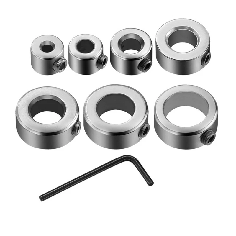 

7Pcs Tools Drill Bit Accessories Depth Stop Collar Set Locator Durable Steel Ring Positioner
