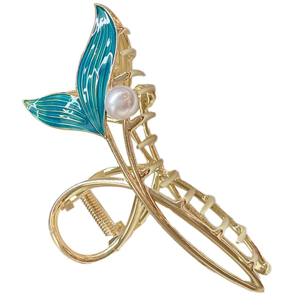 

Fishtail Pearl Hair Claw Clip Metal Jaw Clips Nonslip Large Claw Clips for
