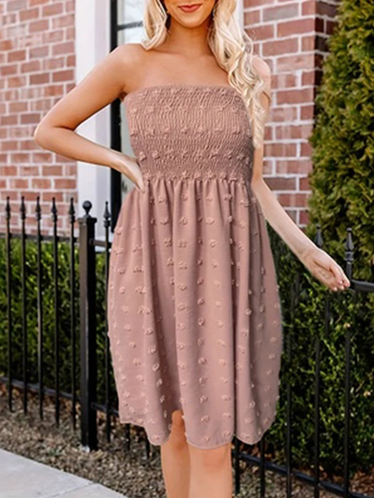 

Летнее женское платье, новинка 2023, повседневное Оригинальное однотонное платье с воротником и меховым помпоном