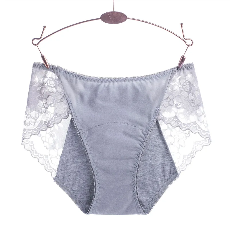 

Физиологические брюки с защитой от протекания, женское нижнее белье со средней талией, кружевные физиологические брюки, хлопковые женские ...
