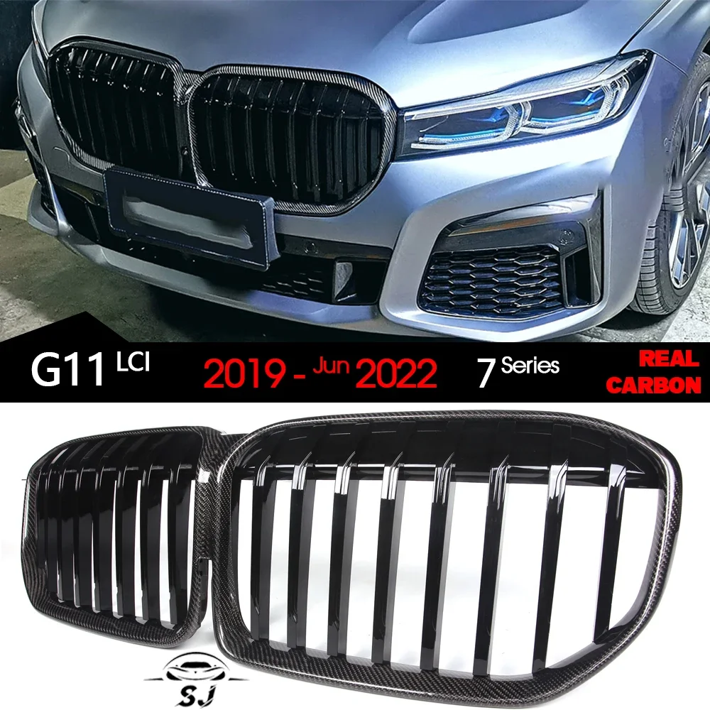 Фото 3 * 3K решетка переднего бампера из углеродного волокна для BMW 7 серии Facelift G11 G12 LCI 2019-2022 730i 730Li 740i 745e 750i 750Ld M760Li №1