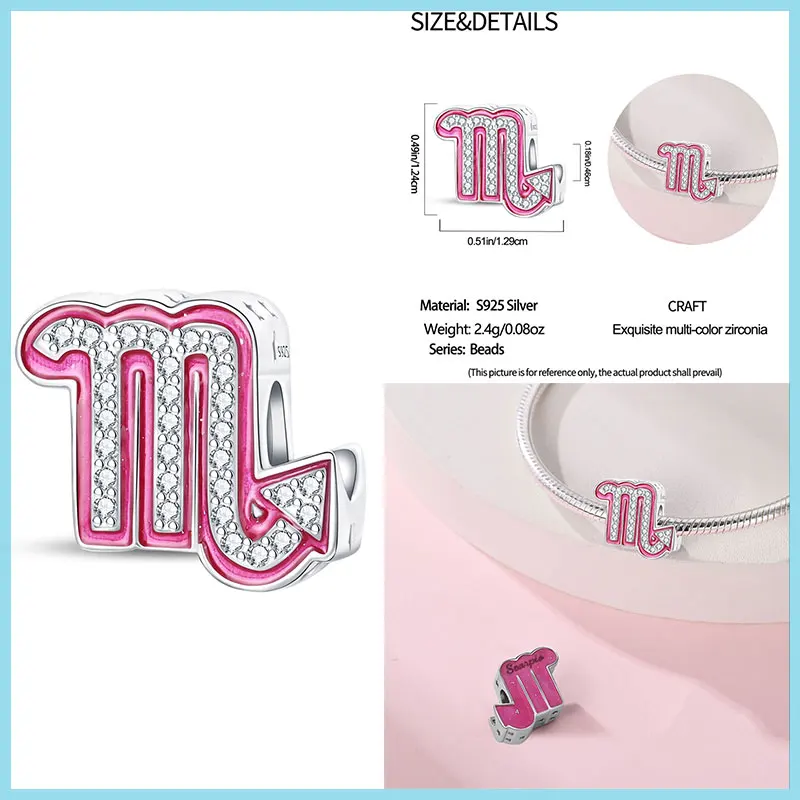 100% настоящее серебро 925 пробы розовое сердце любви подвески бусины подходят для