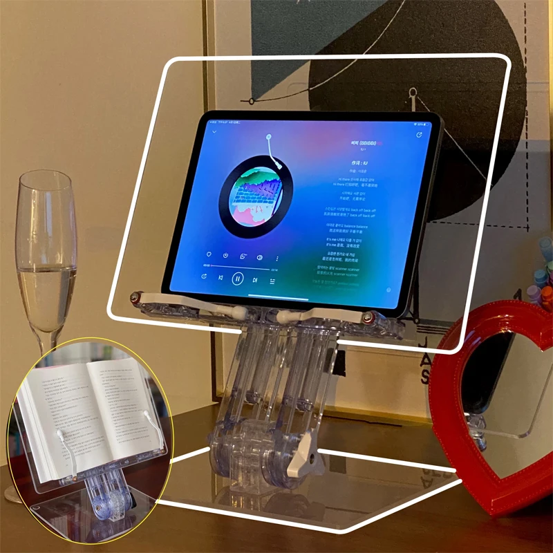 Transparent Acrylic Tablet Stand for Macbook Air Ipad Pro 9.7 12.9 Book Shelf Holder PC Desktop Flat Bracket